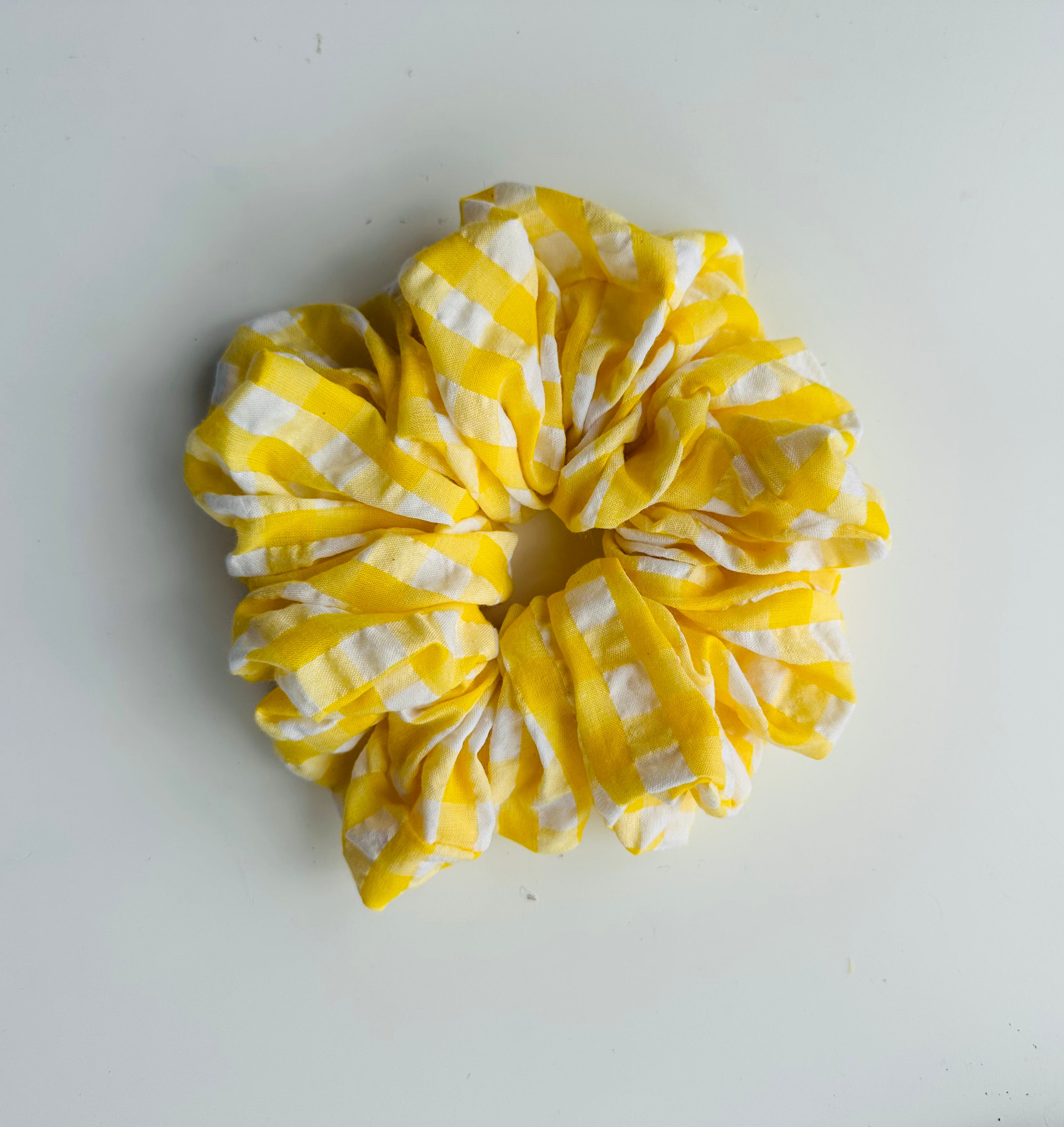 Yellow gingham extra large soft scrunchie