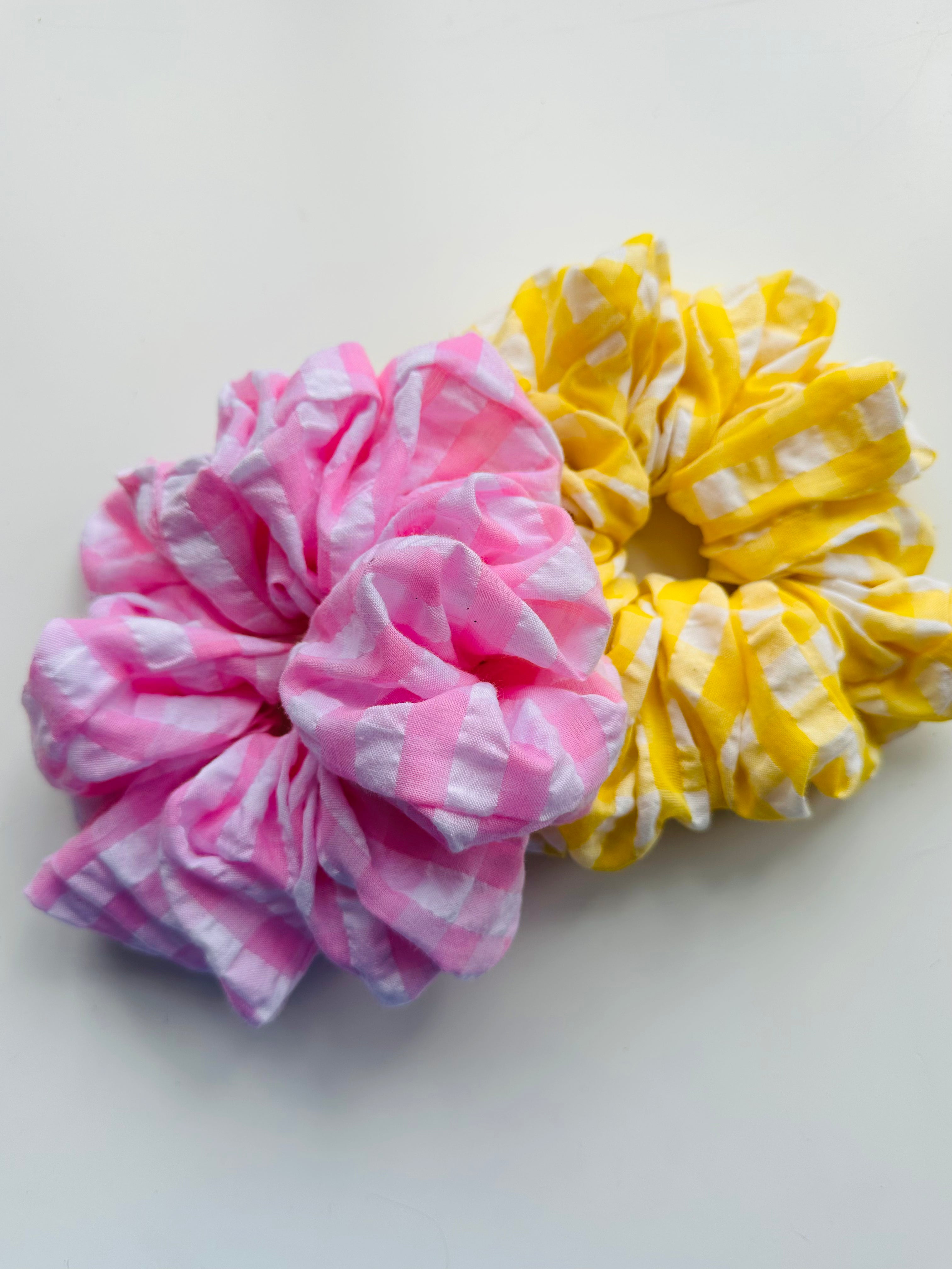 Yellow gingham extra large soft scrunchie